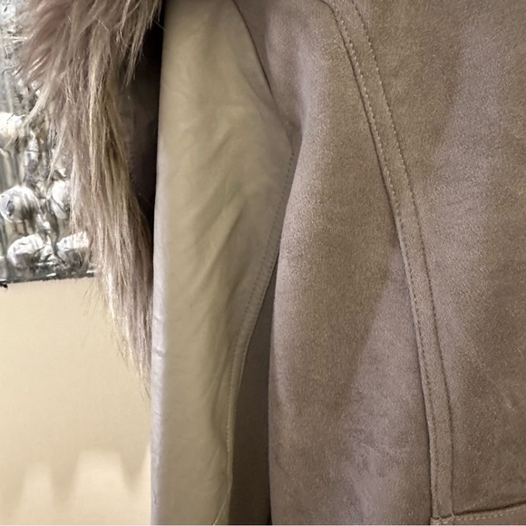 Black Tape XL Women's Gray Faux Suede/Fur Removable Collar Coat - Picture 14 of 16